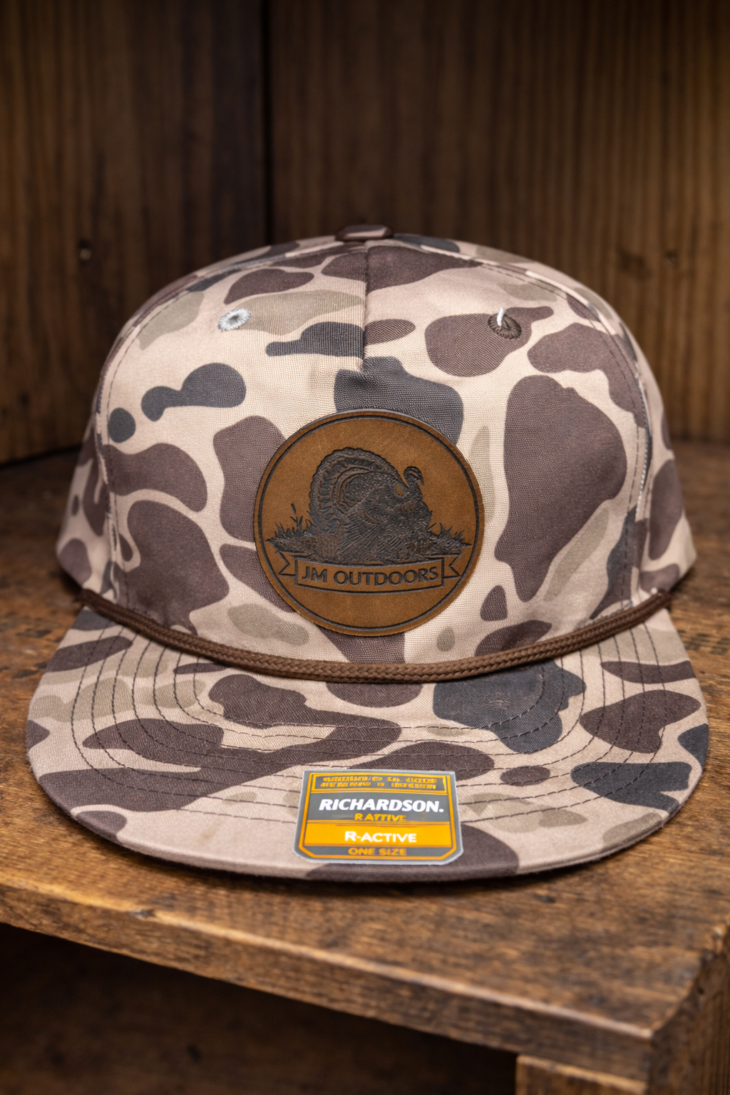 Duck Camo Hat with Turkey Leather Patch
